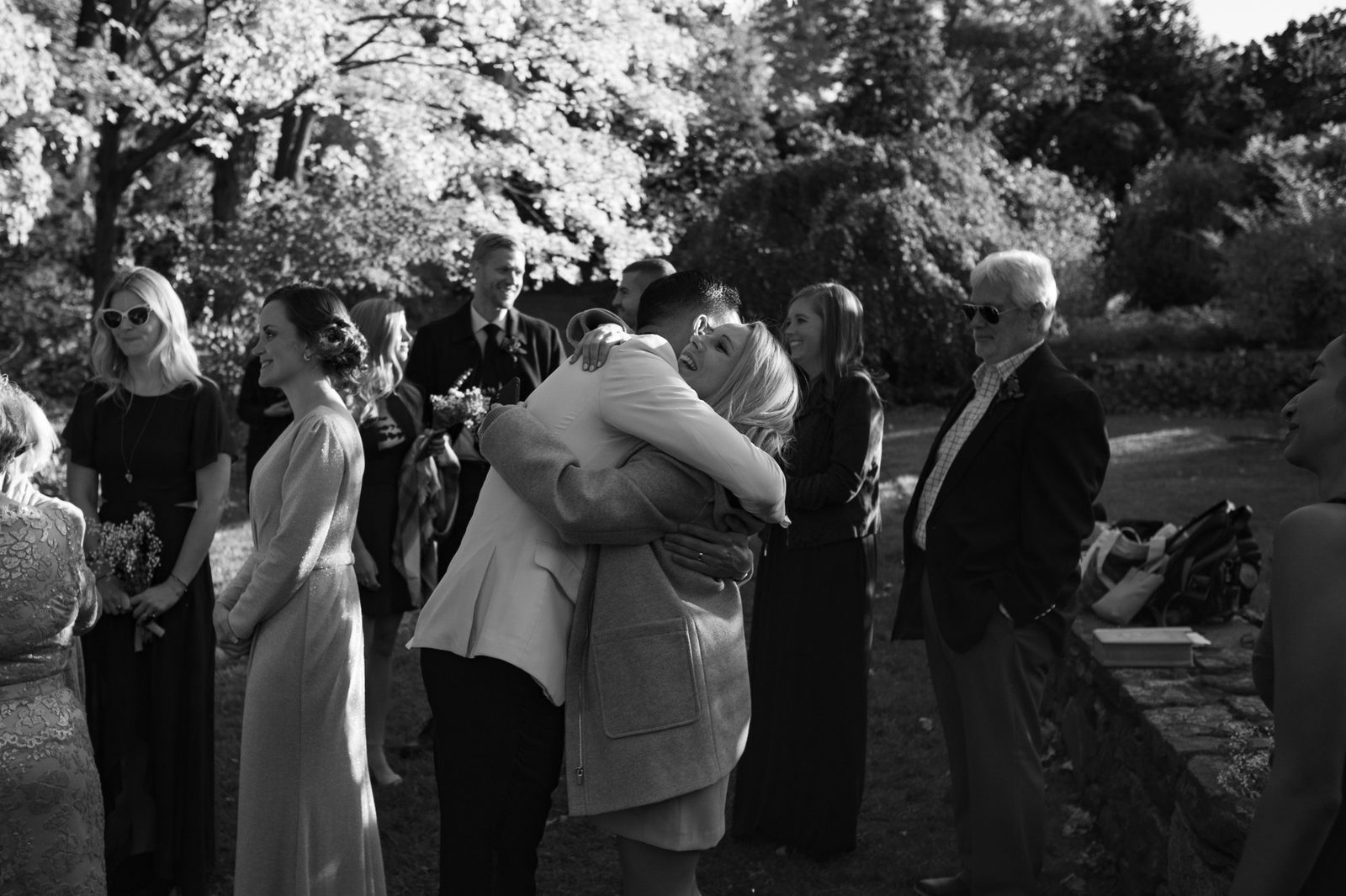 Joyful embrace after ceremony